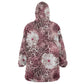 African Leopard Floral Pattern Wearable Blanket Hoodie Sunset Mauve