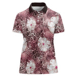 African Leopard Floral Pattern Women Polo Shirt Sunset Mauve