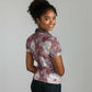 African Leopard Floral Pattern Women Polo Shirt Sunset Mauve