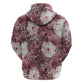 African Leopard Floral Pattern Zip Hoodie Sunset Mauve