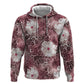 African Leopard Floral Pattern Zip Hoodie Sunset Mauve