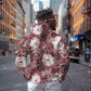 African Leopard Floral Pattern Zip Hoodie Sunset Mauve