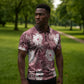 African Leopard Floral Pattern Zipper Polo Shirt Sunset Mauve