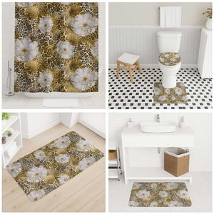 African Leopard Floral Pattern Bathroom Set Savannah Gold