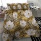 African Leopard Floral Pattern Bedding Set Savannah Gold