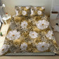 African Leopard Floral Pattern Bedding Set Savannah Gold
