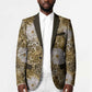 African Leopard Floral Pattern Blazer Savannah Gold