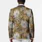 African Leopard Floral Pattern Blazer Savannah Gold
