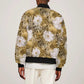 African Leopard Floral Pattern Bomber Jacket Savannah Gold