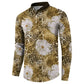 African Leopard Floral Pattern Button Sweatshirt Savannah Gold