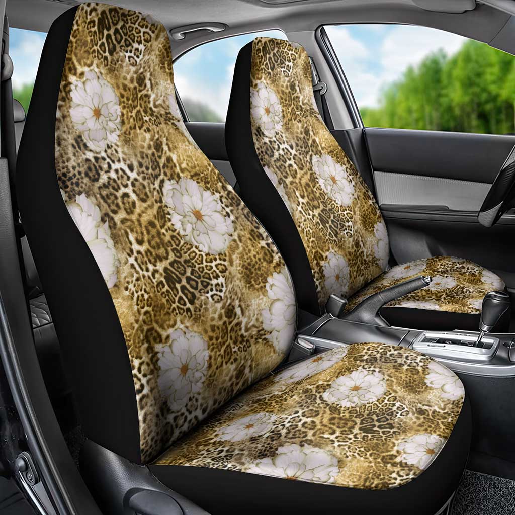 African Leopard Floral Pattern Car Seat Cover Savannah Gold