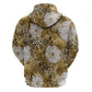 African Leopard Floral Pattern Hoodie Savannah Gold