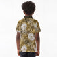 African Leopard Floral Pattern Kid Polo Shirt Savannah Gold