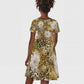 African Leopard Floral Pattern Kid Short Sleeve Dress Savannah Gold