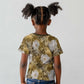 African Leopard Floral Pattern Kid T shirt Savannah Gold