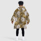 African Leopard Floral Pattern Kid Wearable Blanket Hoodie Savannah Gold