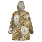 African Leopard Floral Pattern Kid Wearable Blanket Hoodie Savannah Gold