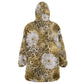 African Leopard Floral Pattern Kid Wearable Blanket Hoodie Savannah Gold
