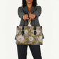 African Leopard Floral Pattern Leather Bag Savannah Gold