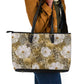 African Leopard Floral Pattern Leather Tote Bag Savannah Gold