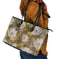 African Leopard Floral Pattern Leather Tote Bag Savannah Gold