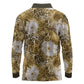 African Leopard Floral Pattern Long Sleeve Polo Shirt Savannah Gold