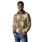African Leopard Floral Pattern Long Sleeve Polo Shirt Savannah Gold