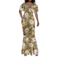 African Leopard Floral Pattern Mermaid Dress Savannah Gold