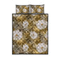 African Leopard Floral Pattern Quilt Bed Set Savannah Gold