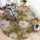 African Leopard Floral Pattern Round Carpet Savannah Gold