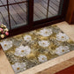 African Leopard Floral Pattern Rubber Doormat Savannah Gold
