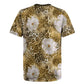 African Leopard Floral Pattern Rugby Jersey Savannah Gold