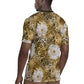 African Leopard Floral Pattern Rugby Jersey Savannah Gold