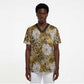 African Leopard Floral Pattern Scrub Top Savannah Gold