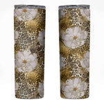 African Leopard Floral Pattern Skinny Tumbler Savannah Gold