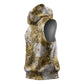 African Leopard Floral Pattern Sleeveless Hoodie Savannah Gold