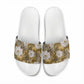 African Leopard Floral Pattern Slide Sandals Savannah Gold