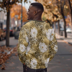 African Leopard Floral Pattern Sweatshirt Savannah Gold