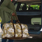 African Leopard Floral Pattern Travel Bag Savannah Gold