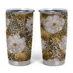 African Leopard Floral Pattern Tumbler Cup Savannah Gold