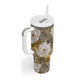 African Leopard Floral Pattern Tumbler With Handle Savannah Gold