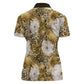 African Leopard Floral Pattern Women Polo Shirt Savannah Gold