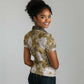 African Leopard Floral Pattern Women Polo Shirt Savannah Gold