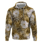 African Leopard Floral Pattern Zip Hoodie Savannah Gold