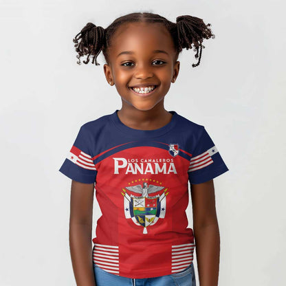 Custom Panama Football Kid T shirt Go Los Canaleros Go