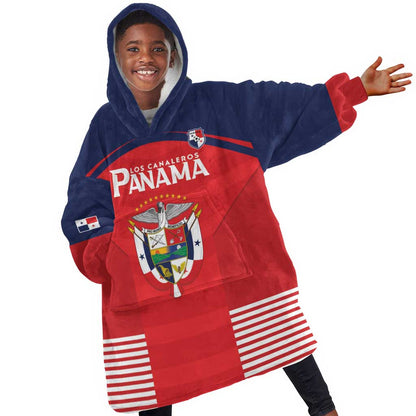 Custom Panama Football Kid Wearable Blanket Hoodie Go Los Canaleros Go