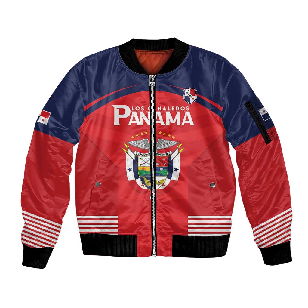 Custom Panama Football Sleeve Zip Bomber Jacket Go Los Canaleros Go