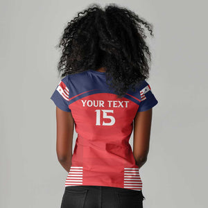 Custom Panama Football Women V-Neck T-Shirt Go Los Canaleros Go