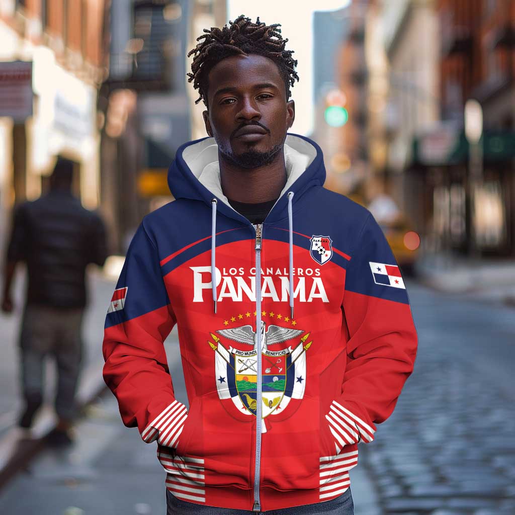 Custom Panama Football Zip Hoodie Go Los Canaleros Go