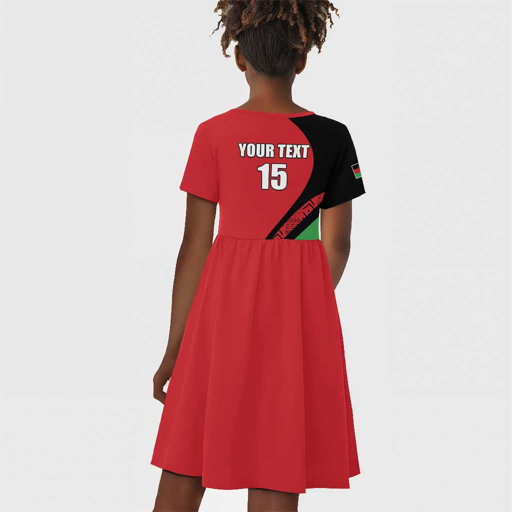 Custom Malawi Cricket Kid Short Sleeve Dress Go Champions Dziko la Malawi - African Pride